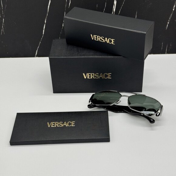 NEW VERSACE VE2287 100171 BLACK/GREEN SUNGLASSES VE2287 1001/71, MOD 2287 1001/7